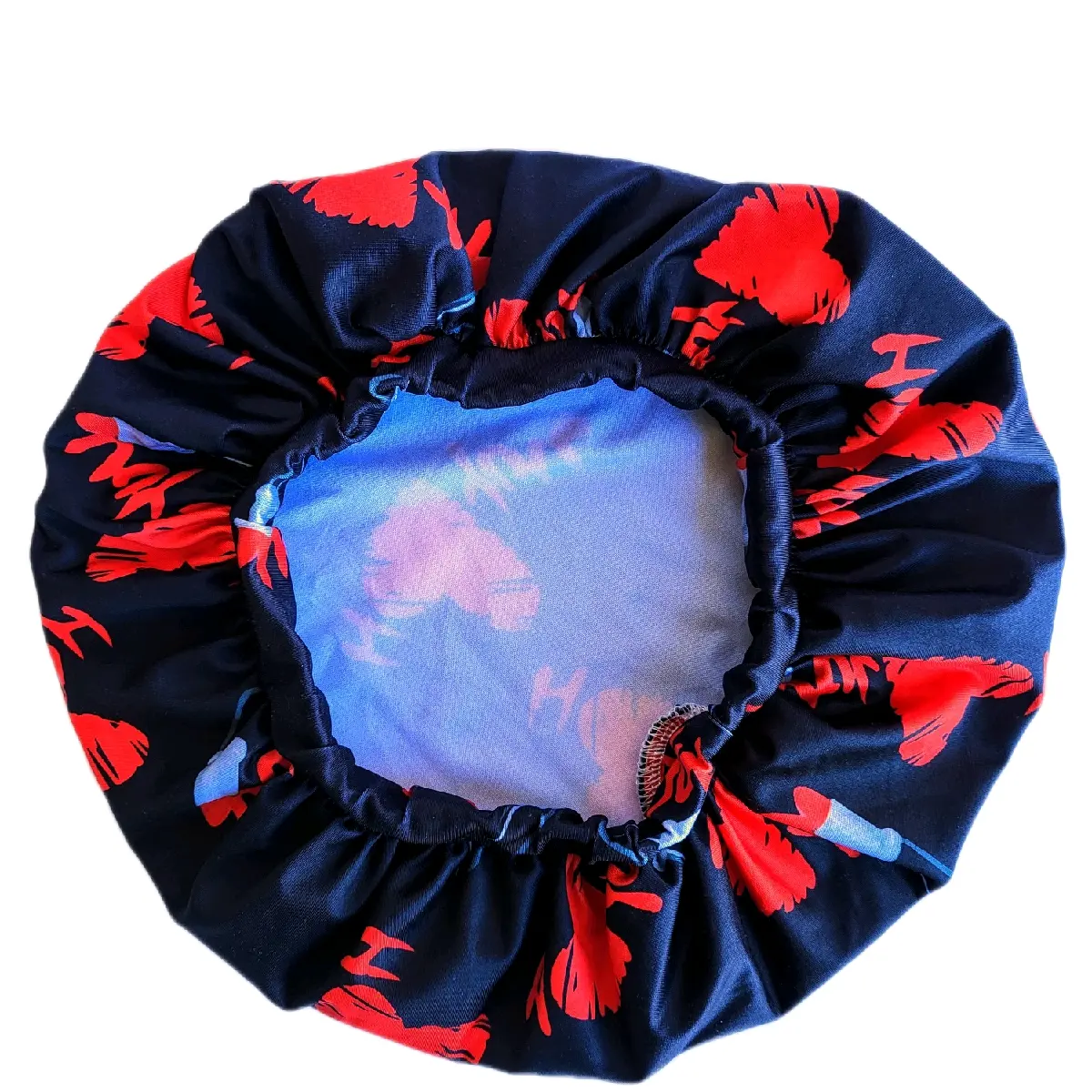 Black Satin Sleep Bonnet “I Love You” – Fitted Hair Cap for Nighttime Hair Care & Frizz Control Hair Care Cap Hair Care Wrap
