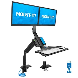 Dual Monitor Sit Stand Desk Mount with USB 3.0 Ports