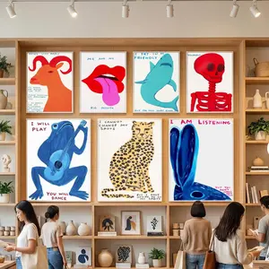 David Shrigley Art Poster HD Heavy-Duty Self-Stick Waterproof Wall Decor Tool-free durable Conceals wall flaws elevates style for living rooms bathrooms & kitchens