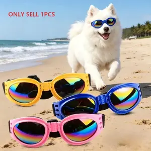 1PCs New Fashion Creative Foldable Pet Glasses + Glass Case Set, Portable Headband, Adjustable Pet Glasses, Suitable for Dogs’ Outdoor Use, Protective Eyewear, Windproof Glasses, Photo Prop, Pet Accessories.