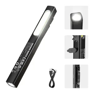 NEEWER G32 2-in-1 EDC Flashlight with Side COB Floodlight, 5W 388lm Mini Handheld Pocket LED Pen Flash Light with 400mAh Rechargeable Battery, Magnetic Clip On for Repair Camping Emergency Use