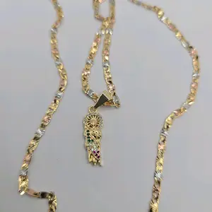 SAINT JUDE  c color's stone's religious necklace three colors   style gold-plated 18"inches small
