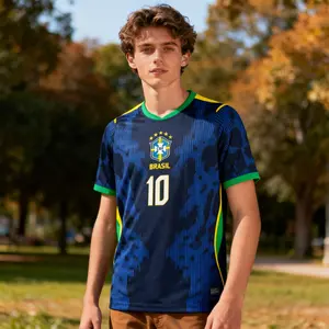 2026 World Cup Brazil National Team Away Blue 10# Neymar JR Short Sleeve Soccer Jersey Fans Version