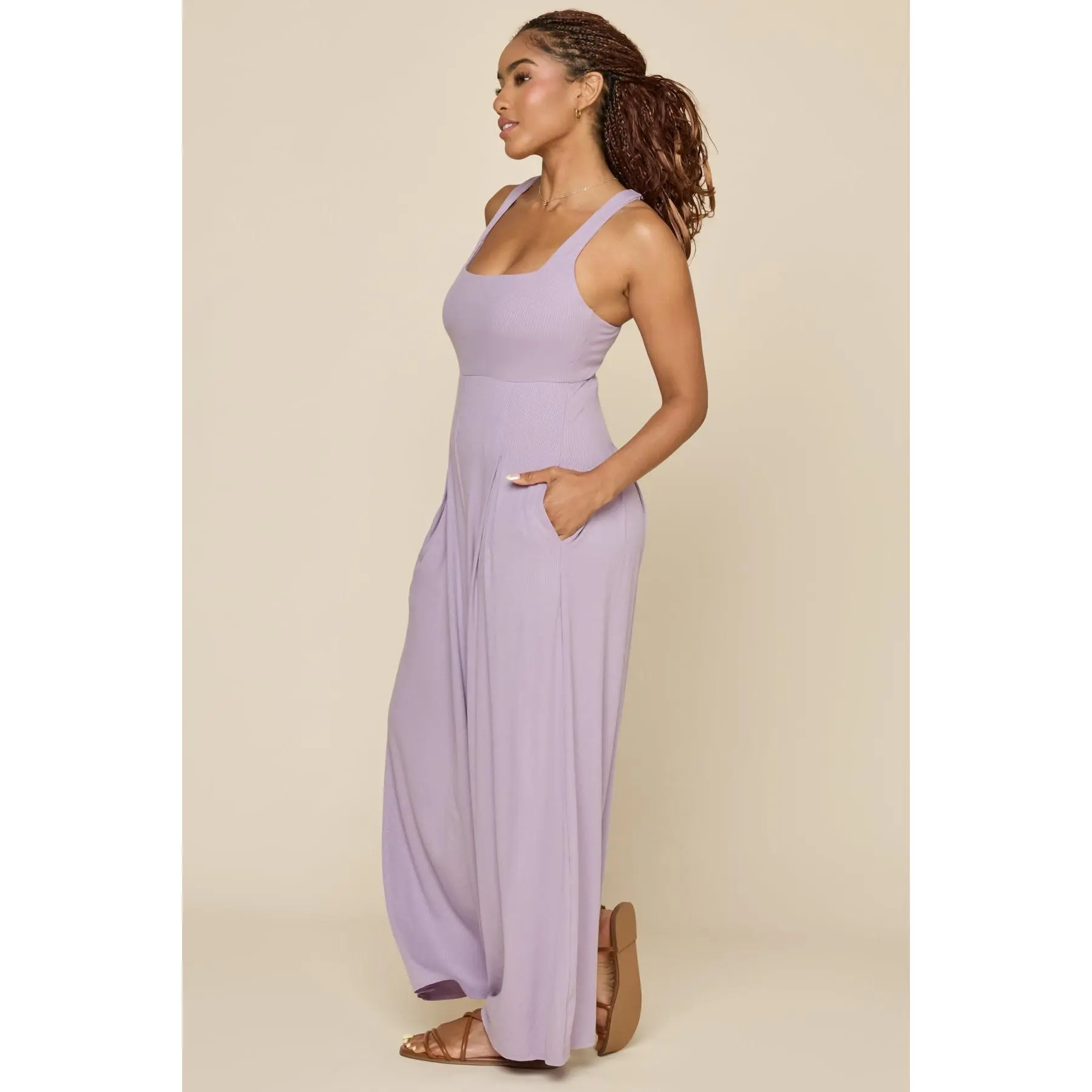 Go With The Flow Jumpsuit - Lavender Haze