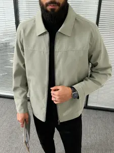 Men's casual jacket with zipper closure design, versatile and light business style, simple and minimalist lapel jacket, 100% polyester fiber, easy to maintain fabric, suitable for daily leisure, work travel and formal wear - Coats, Spring and Autumn