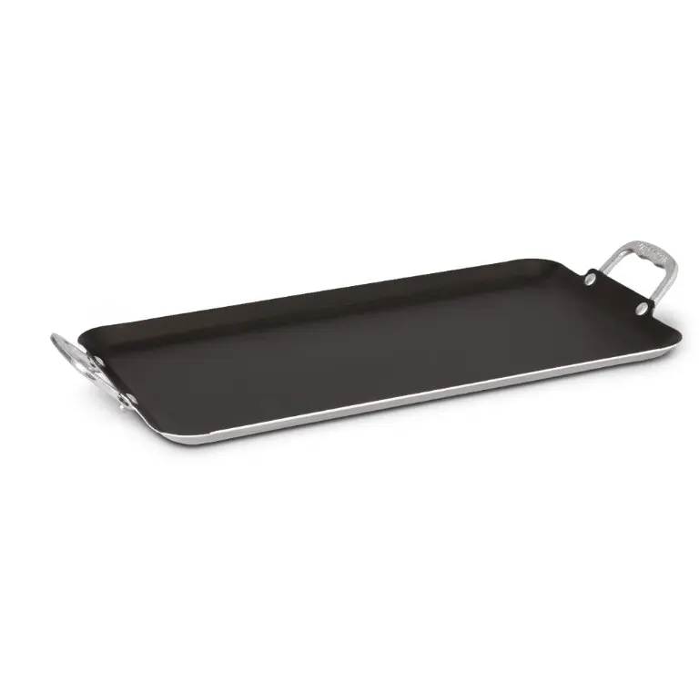 Vasconia 20x11" Nonstick Double Burner Griddle, 100% Aluminum, Oven Safe 450°F, Dishwasher Safe