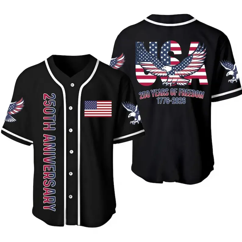 USA 250th Anniversary Baseball Jersey, Patriotic Liberty Print Jersey, 1776–2026 Independence Day Outfit, Unisex 4th of July Sports Jersey #Baseballjersey