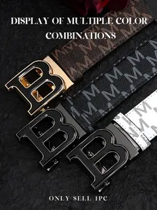 New Business Casual Letter Men's Belt, Classic Personalized B Alloy Automatic Buckle, Mid-Young Western Pants Business Belt, Business Fashion Belt
