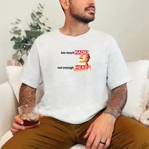 Too Much Radio, Not Enough Head Funny Retro Graphic T-Shirt – Vintage Music Humor Tee, Sarcastic Band Style Shirt for Men & Women