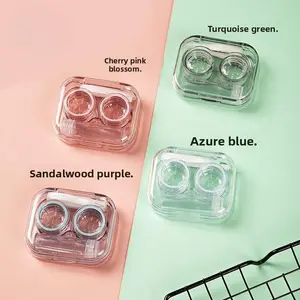 Aesthetic Handy Contact Lens Case Portable & Cute Colored Azure Blue Applicator & Removal Tool Set with Solution Bottle Tweezers Applicator Stick for Daily Outdoor Use Multiple Colo Aesthetic rs Available Handy