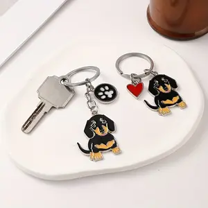 Cute Dachshund Keychains: Zinc Alloy, Metallic, Small Pendant, Package Decoration, Couple Gift, Handbag Charm, Creative Little Gift, Keyrings
