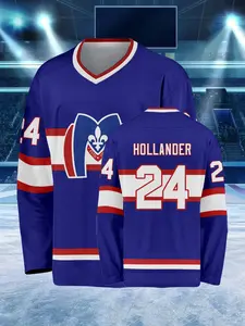 Heated Rivalry Blue Ice Hockey Jersey #24, Hollander Classic Print, Quick-Dry Breathable, Athletic Top, Unisex, for TV Series Fans, Both Sports Training and Everyday Wear, Athletic Apparel
