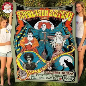 Hocus Pocus The Sanderson Sisters Fleece Blanket, Premium Sherpa Blanket, Hocus Pocus Blanket, Three Witches Quilt, Halloween Gift