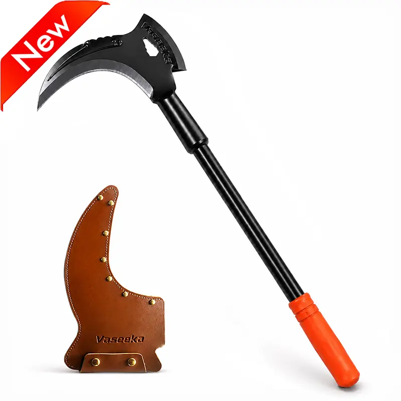 Vaseeka multifunctional double-edged manganese steel tool with a 20-inch metal handle. With protective case / Suitable for gardening, agriculture, pruning, weed removal, branch cleaning, garden trimming tools