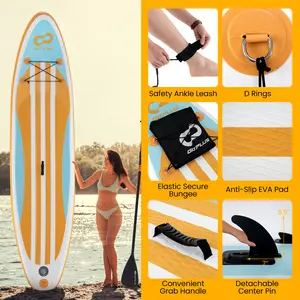 COSTWAY - Inflatable Stand up Paddle Board with Adjustable Paddle and 3 Fins for Adults and Youths-S