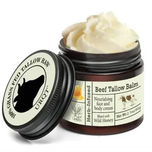 Organic Grass-Fed Whipped Beef Tallow and Honey Balm - Deeply Moisturizing Face & Body Tissue for Soft, Supple Skin