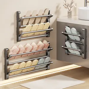 Space Aluminum ABS Wall Mount Shoe Storage Rack |   No Drill Adhesive Type Space Saving Shoe Holder for Entryway