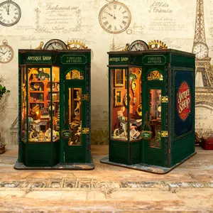 DIY Book Corner Set Insert Shelf Mini House Room Model Gift, for Women Teens Book Lovers, Birthday Christmas Handmade Gift, House Building Kit