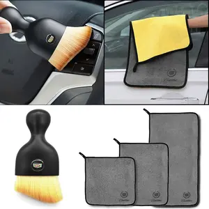 1/2/3/4PCS Microfiber Car Cleaning Kit - Brush & Towel Combo for Cadillac Escalade CTS ATS XTS CT4 CT5 XT5 XT4 XT6 CT6 SLS SRX BLS STS DTS Deville - Ultra-Soft Lint-Free Fibers, Scratch-Proof Cleaning Tools, Highly Absorbent Towel & Dust-Removing Brush