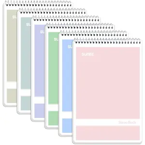 Steno Pads 6x9 6, Gregg Rule, 60 Sheets, 6 Assorted Color Spiral Notebook 6x9, White Paper, Take Notes with Top Spiral Notebook, for School, University, College, Work, Office