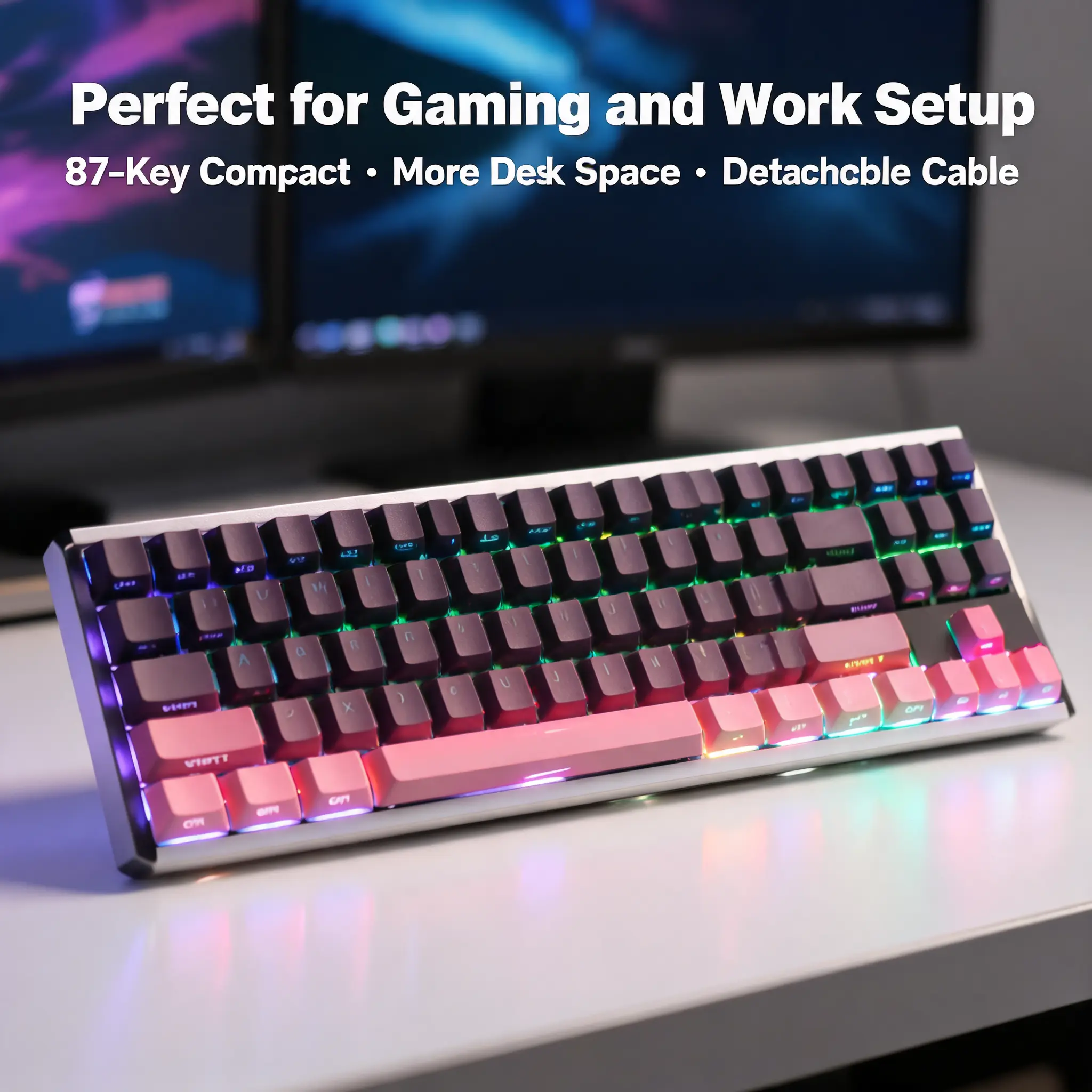 87-Key TKL CNC Anodized Full Aluminum Mechanical Keyboard, Hot Swappable Wired Gaming Model with Thocky Creamy Mahjong Sound, Blackberry Side-Printed Design & 17 RGB Effects
