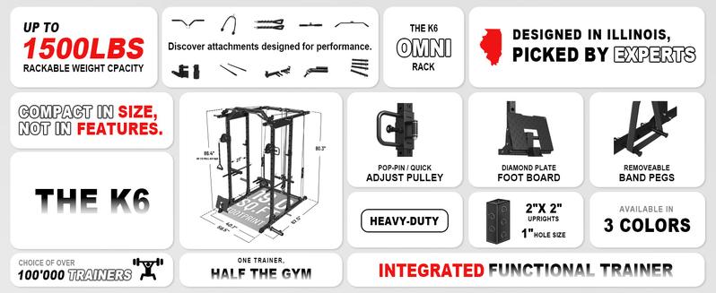 1500LBS Power Cage with Cable Crossover & Pulley System for Multi-Function Strength Training at Home Gym Adjustable Squat Machine Lat Pulldown Bar Weight Rack Lat Pulldown Bar Weight Rack