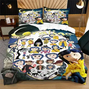 Coraline and Secret Door Duvet Cover Set,Coraline Animated Pattern Suitable for Bedroom Decoration Bedding,Gift For Teenagers,Including 1 Duvet Cover and 1 or 2 Pillowcases Without Core and Pillow
