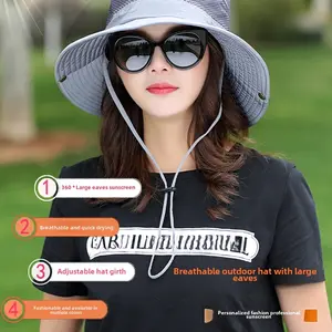 Unisex Wide-Brimmed Bucket Hat 2026 Summer, Adjustable Lightweight Breathable Foldable Large-Size Outdoor Hat for Hiking, Daily Use