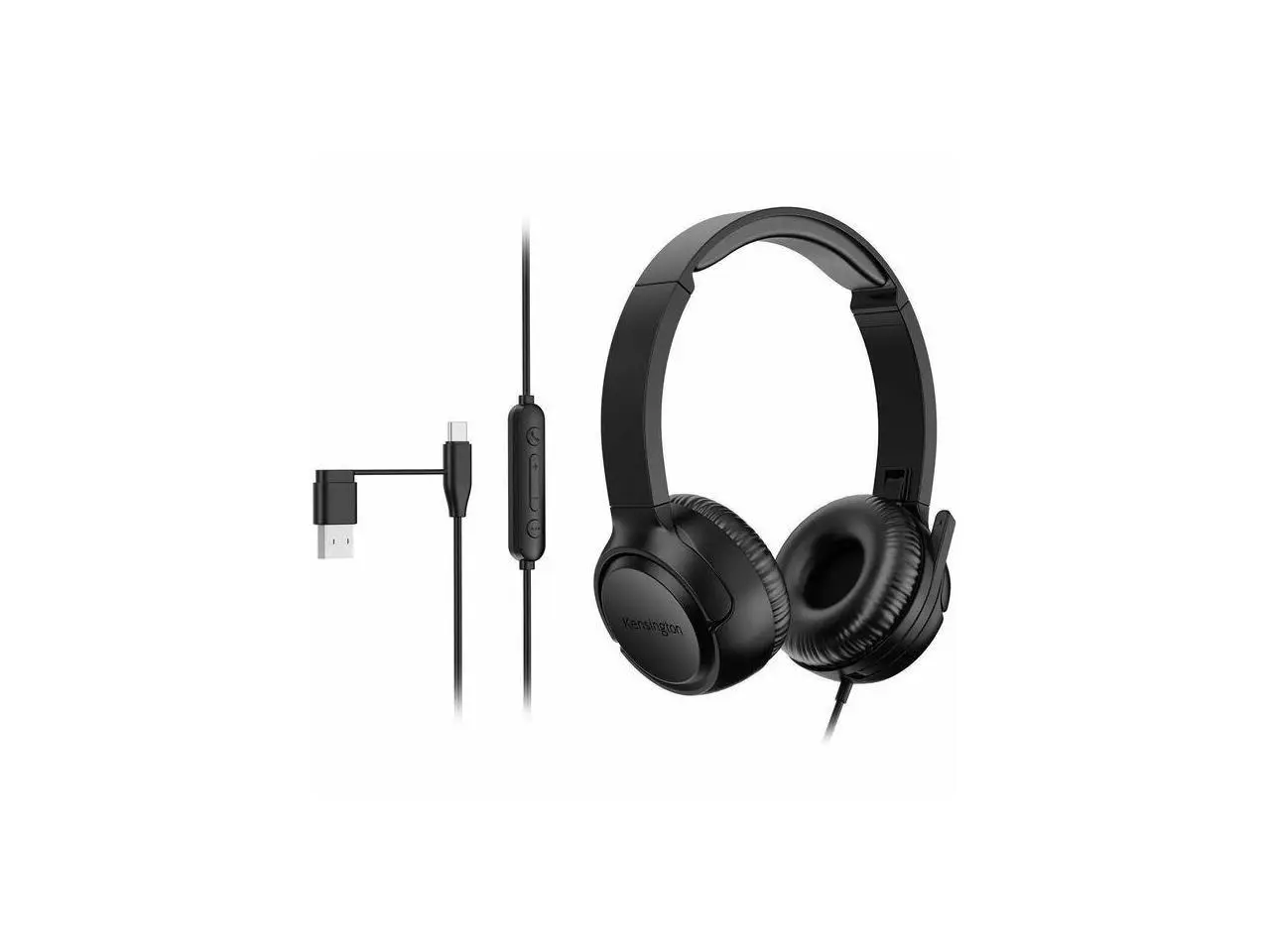 Kensington H950 EQ USB-C/USB-A On-Ear Headset - Siri, Google Assistant - Stereo - USB Type A, USB Type C - Wired - 32 Ohm - 20 Hz to 20 kHz - On-ear - Binaural - 5.91 ft Cable - Noise Reduction, Omni-