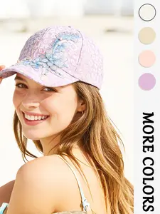 1 PC Adult Lace Embroidered Flower Pearl Butterfly Decorated Baseball Cap, Lightweight and Breathable Bowler Hat, Sun Hat, Adjustable Hat, Casual Summer Hat, Suitable for daily commuting, outdoor outings in spring and summer