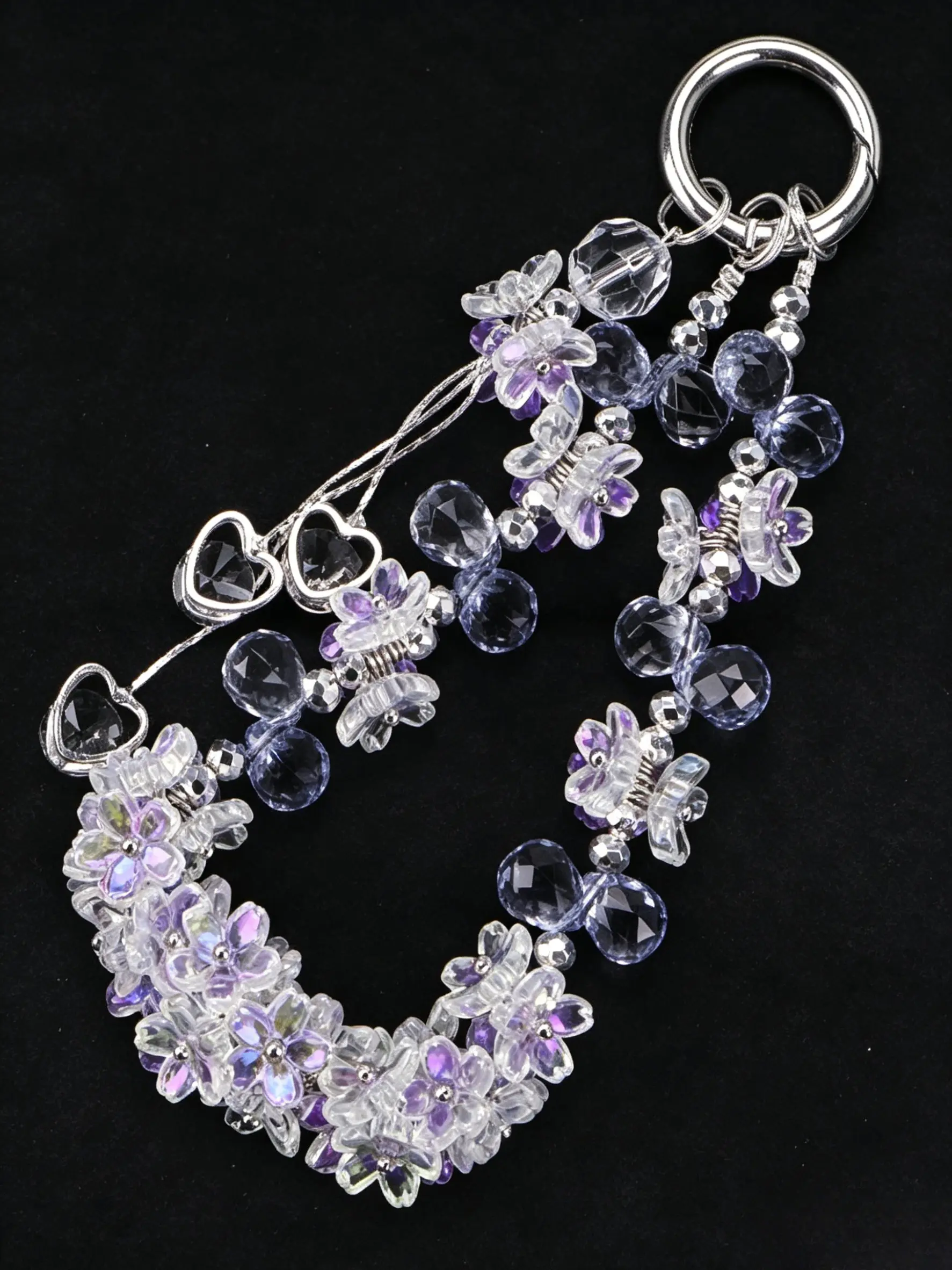 Bag Charm Gradient Cherry Blossom Beaded Three-Dimensional Petal Crystal Bead Love Pendant Design, Charms For Bags, Sparkly For Bag Key Mobile Phone, Bag Accessories