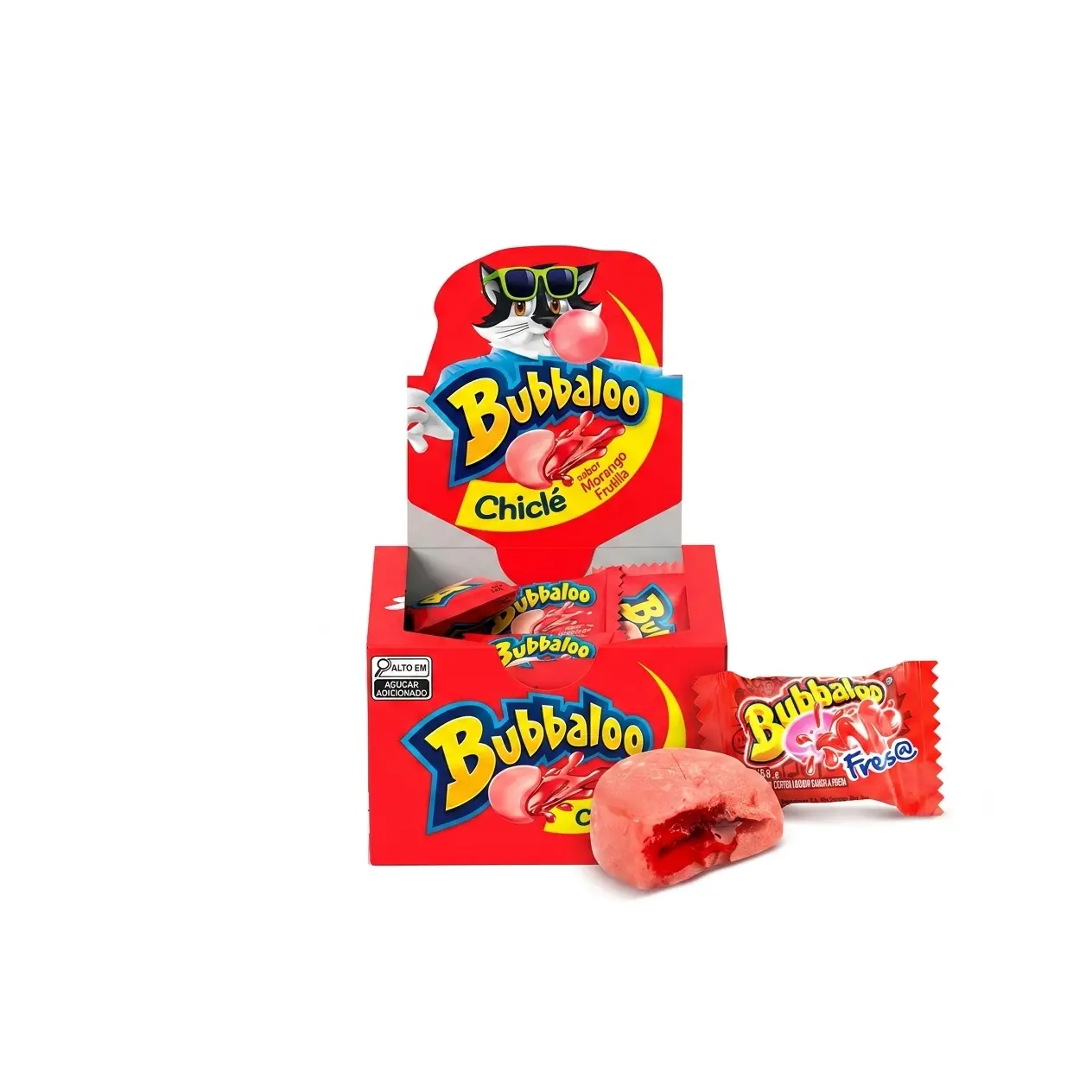 Bubbaloo Brazil Import Chicle Strawberry Chewing Gum 60ct Box