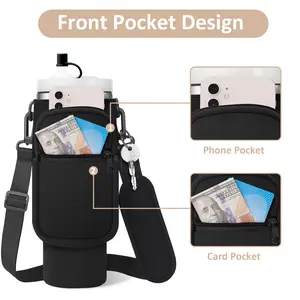 Tumbler Holder with Strap for Stanley Cup 40oz,Machine Washable Cup Carrier Bag & Case with Phone Pocket Fit Most 40oz Tumbler with Handle,Multi Drinkware Bottles