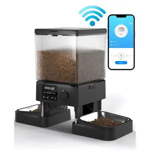 5L/20 Cups Automatic Cat Dog Feeder with 5G Wifi & APP Control, PFD-002 PRO Double Bowl Cat Food Dispenser with 1 Desiccant Bag, Timed Automatic Pet Feeder for 2 Cats/2 Small Dogs - Black