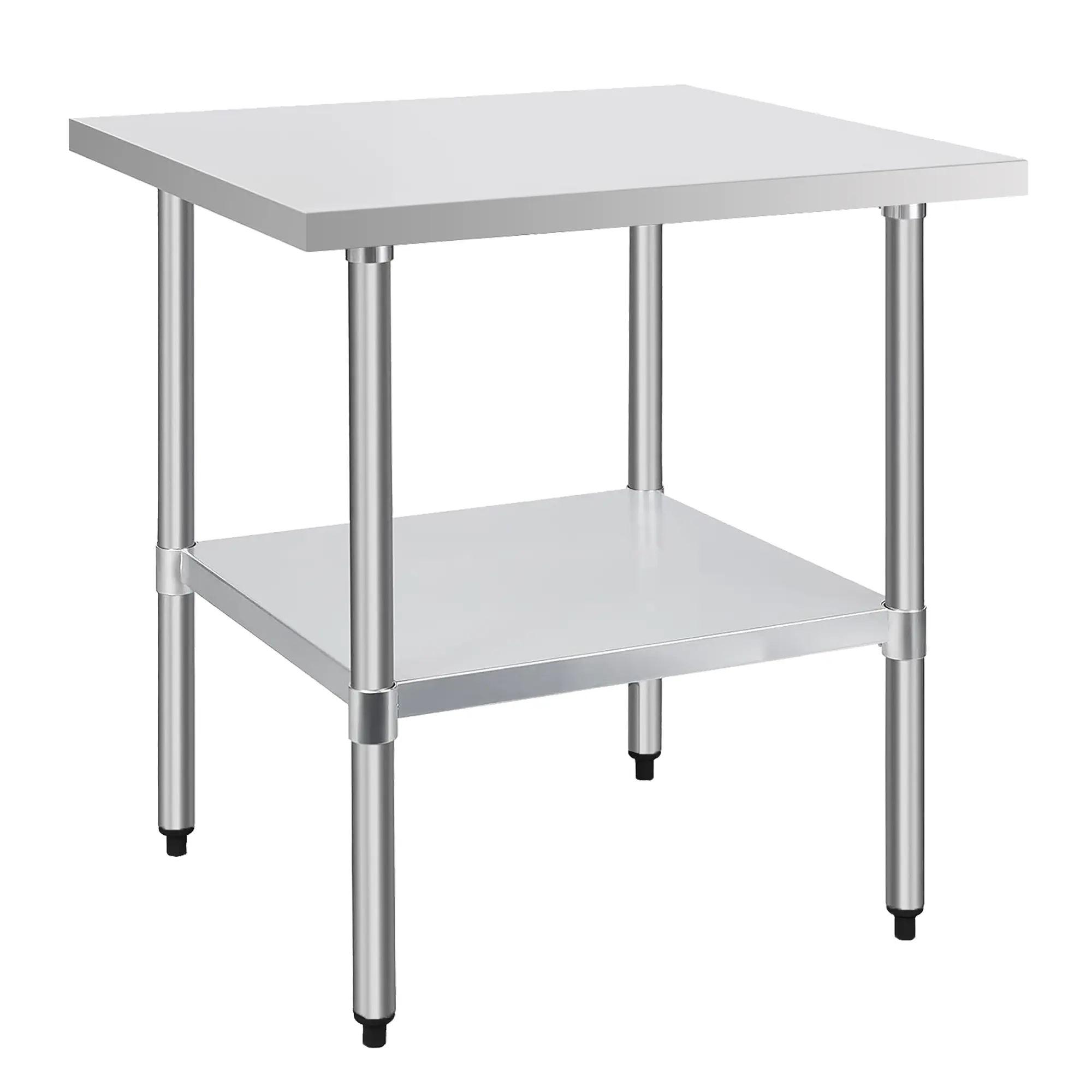 30x30 Inch 18-Gauge Stainless Steel Commercial Work Table Heavy Duty NSF Ready for Restaurant Kitchen Food Prep Utility Table, Living Room Sofa Side Table, Bedroom, Office, Apartment and Home Decor, Living Room Table for Sofa Side, Bedroom