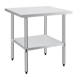 30x30 Inch 18-Gauge Stainless Steel Commercial Work Table Heavy Duty NSF Ready for Restaurant Kitchen Food Prep Utility Table, Living Room Sofa Side Table, Bedroom, Office, Apartment and Home Decor, Living Room Table for Sofa Side, Bedroom