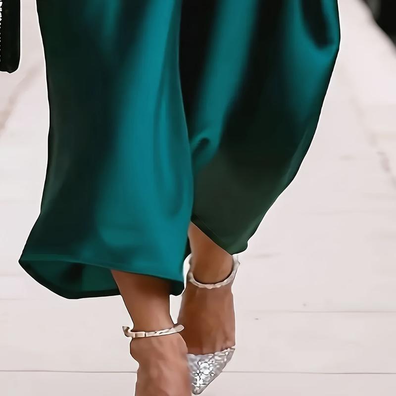 Plus Size Elegant Emerald Green Satin Maxi Dress with 3D Waist Ruching Batwing Sleeves Luxurious Vintage Inspired Long for Women Spring Summer Fall Casual to Formal Occasions Fit and Flare