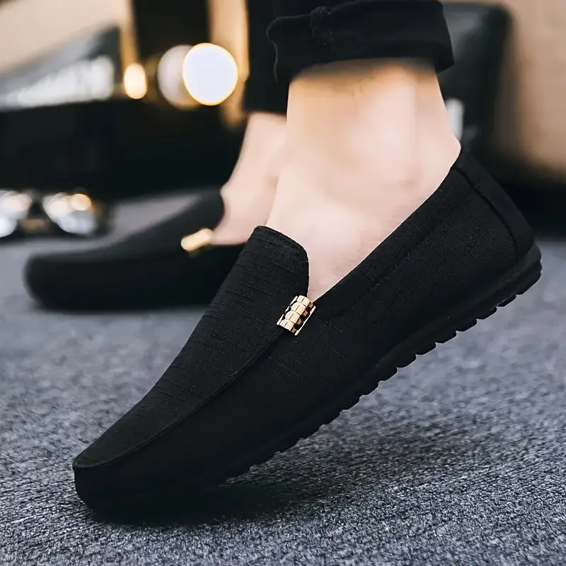 Black Friday Male Adult Solid Canvas Loafers - Casual Comfy Pull-On Flat Shoes for Outdoor Sports & Outdoor Footwear Use