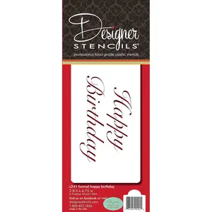 Fancy Happy Birthday Cake Stencil Beige/Semi-Transparent