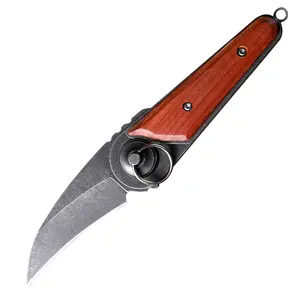 Father's Day Gift - Compact Folding Knife - Stainless Steel Blade & Wooden Handle - Ideal for Camp Cooking and Outdoor Meal Prep