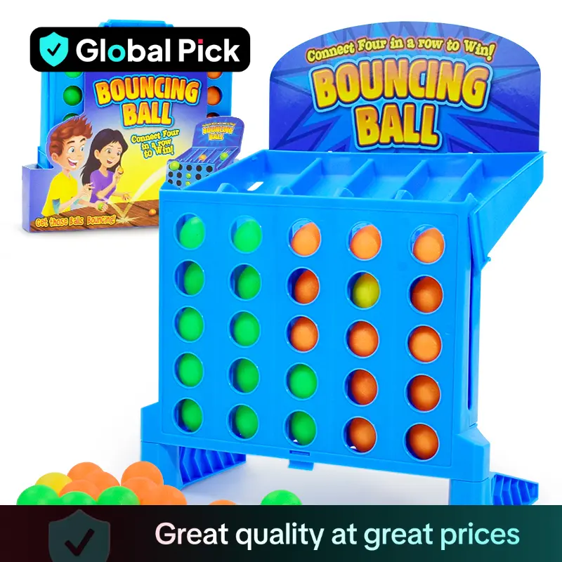 Mini Bouncing Ball Game, Fun Linking 4 Shots Game, Interactive Party Tabletop Game, Educational Creative Toy for Family Travel Outdoor