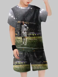 Glory Moment! Cristiano Ronaldo Juventus Gold Confetti Printed Set | Soccer Fan T-shirt & Shorts