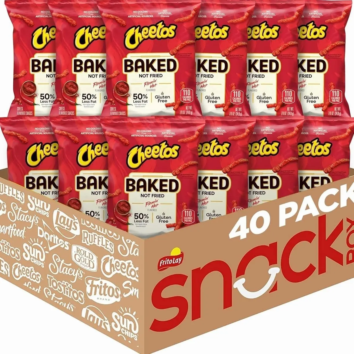 Baked Cheetos Crunchy Flamin' Hot, 0.87 Ounce Pack of 40