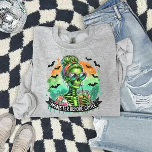 Momsters Before Coffee Sweatshirt - Ash Grey