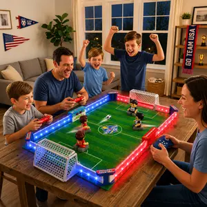 RC Soccer Table Game for Kids,33.2" Large Playing Field 1–4 Player Interactive Foosball Board Game with LED Lights,Sound Effects,Rechargeable Party Game for Family, Kids & Adults#Summervibes