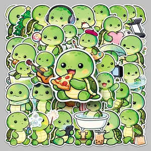50pcs cartoon bean eye turtle sticker cute creative storage box refrigerator desktop personality trend sticker Sticker Packs