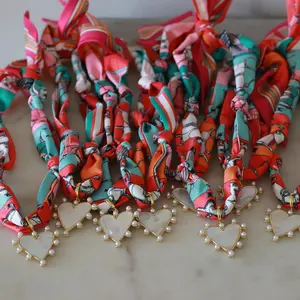Scarlett Scarf Necklace Multi Color Horse Pattern with White Heart