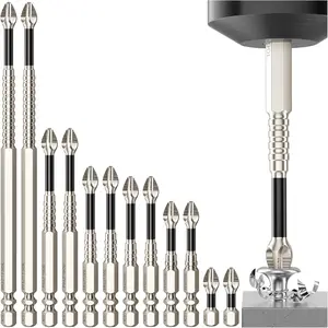 ADESKE（T） High Magnetic Screwdriver Bit Set - 9 Piece K5 Impact-Resistant Non-Slip Drill Bits - Non-Slip Electric Screwdriver Bit Set - 25 50 65 70 75 90 100 120 150 (9 Pieces)
