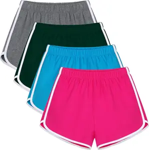 4 Pack Women's Cotton Dance Yoga Sports Short Summer Running Athletic Pant Waistband Loose Shorts for Women