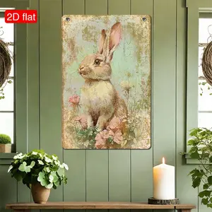 Rabbit Easter Decoration, Vintage Style Decorative Rabbit Sign, Country Bunny Wall Art, Modern Farmhouse Fireplace Entrance Decor, Home Bar Cafe Garage